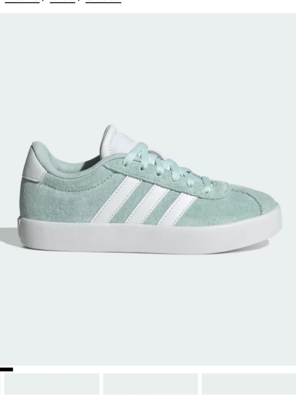adidas Girl’s Mint Green‎ Suede Sneakers with White Stripes Sz 4